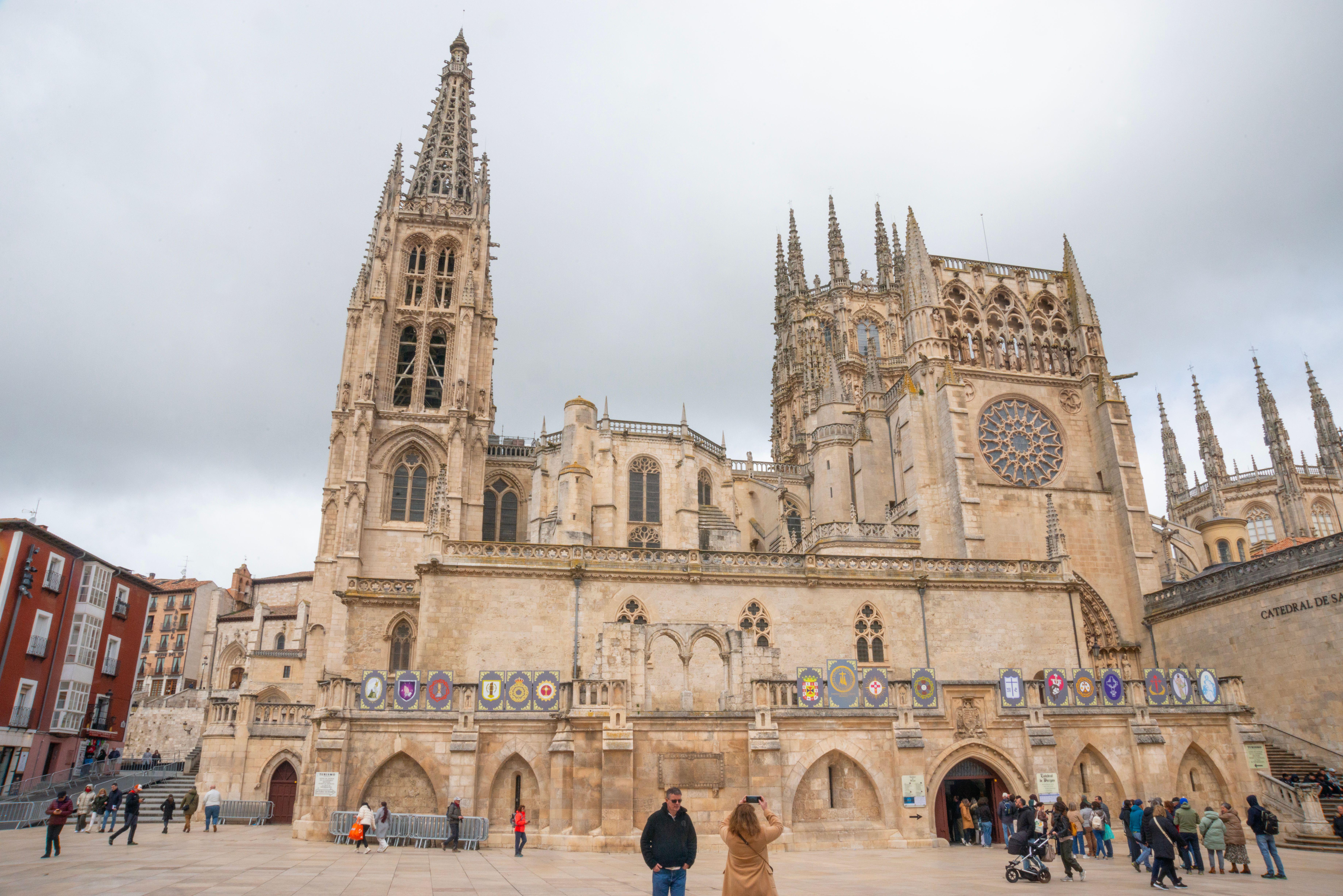 Facade of the Gothic cathedral in Burgos, Spain.