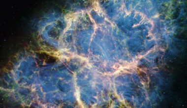 NASA image of the Crab Nebula seen by the James Webb Space Telescope.