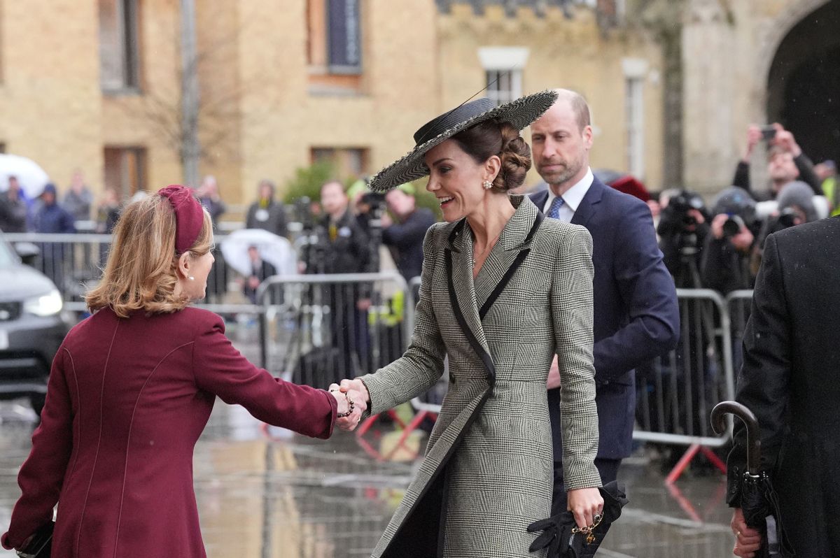 The Prince and Princess of Wales arrive at Canterbury Cathedral today 