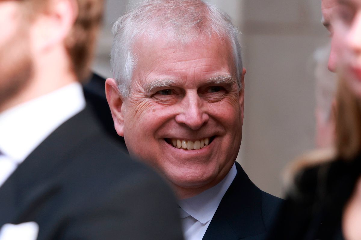 Andrew Mountbatten-Windsor seen at the funeral of the Duchess of Kent, one of his last public appearances last year