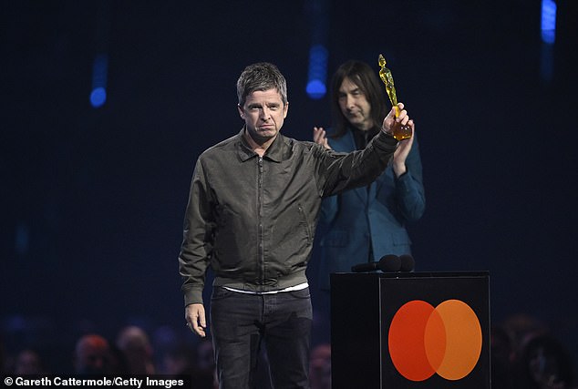 'Yes, Manchester! I'm gonna start by saying I've got to thank my brother. And Bonehead, Guigsy and Andy and Gem. Without them I'd just be a singer-songwriter and nobody gives a s*** about singer-songwriters,' Noel said in his acceptance speech