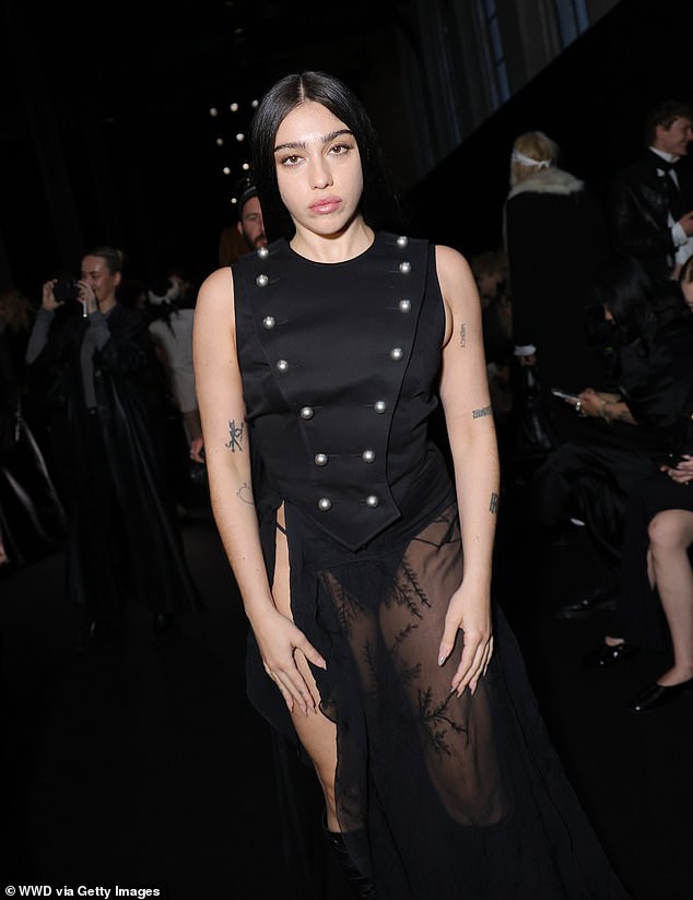 The daughter of Madonna turned heads in the show-stopping outfit which featured a studded black corset