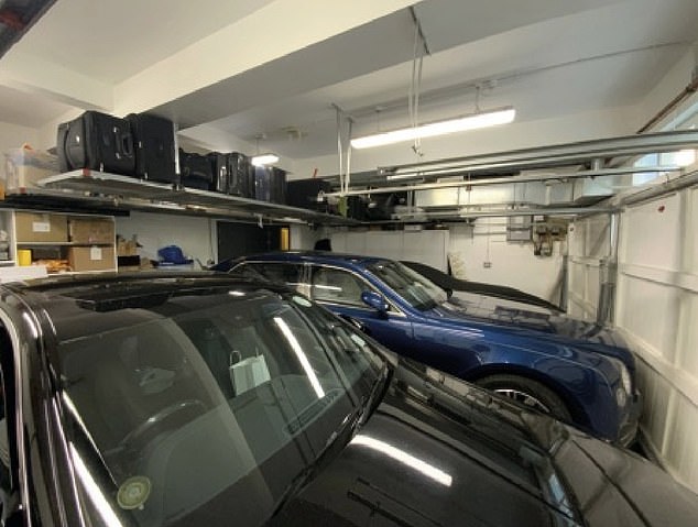 Pictured: The garage full of luxury cars, located in ultra-exclusive Belgravia