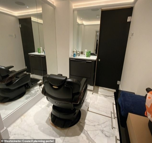 Pictured: The salon inside the property bought in 2005 for £14million
