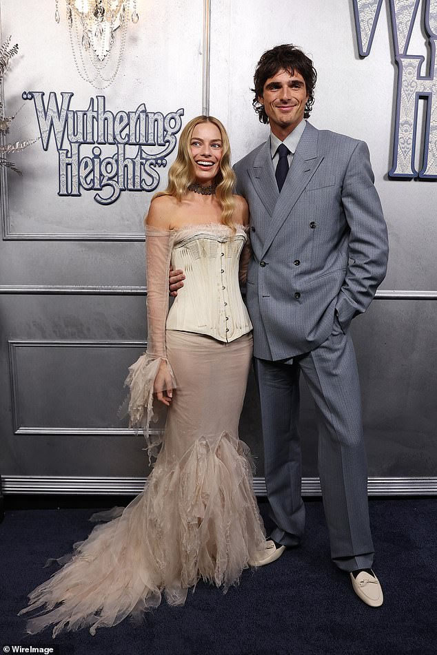 Margot's appearance at the Chanel show comes after her huge Wuthering Heights promo trail with her co-star Jacob Elordi (right)
