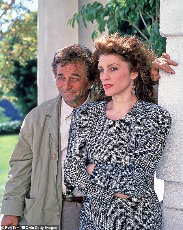 ‘They were known across Hollywood as the Fighting Falks, always arguing, breaking up, then reconciling,’ Lertzman wrote in Beyond Columbo, claiming Falk had been unfaithful during the marriage