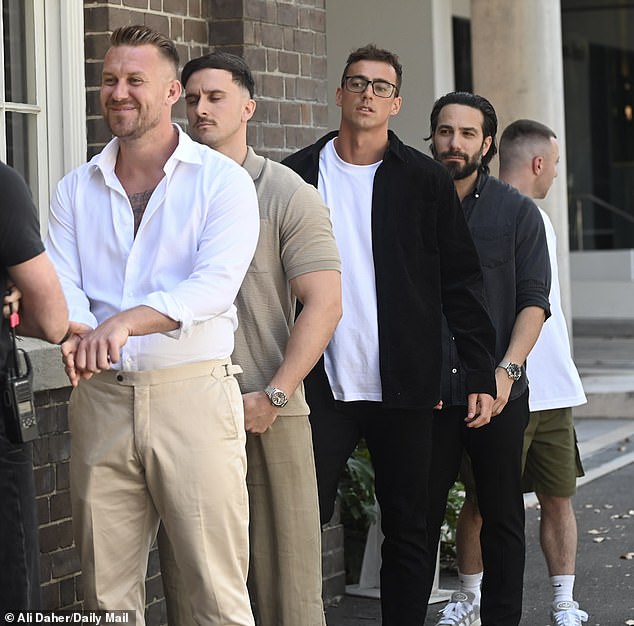 This season's task was nothing like what contestants were promised, with brides and grooms 'stitched up' by the producers. (Several of the 'back-up grooms' are pictured during filming)