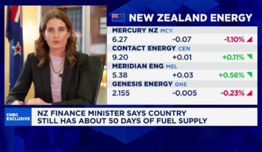 New Zealand's Fin Min says NZ has around 50 days of fuel reserves