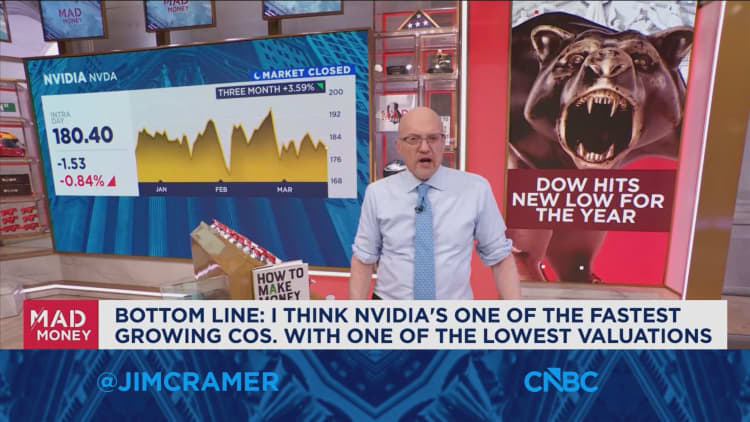 Nvidia's one of the fastest growing companies with one of the lowest valuations, says Jim Cramer