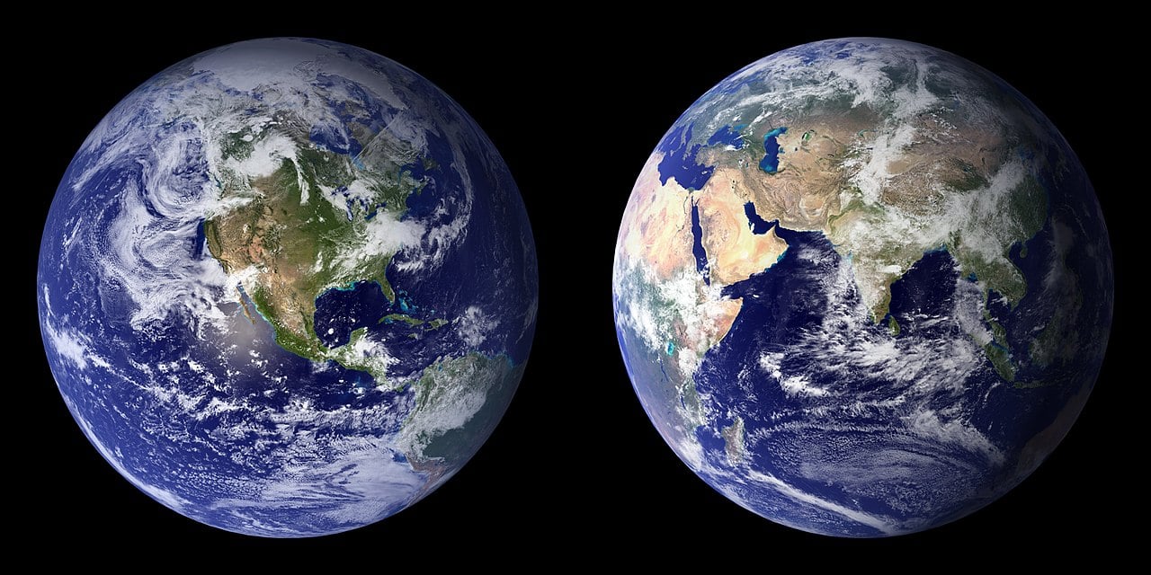 The greenery of plant life is clearly visible from space (Credit : Reto Stöckli/MODIS/USGS)