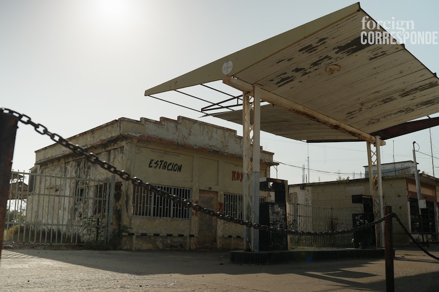 An empty petrol station.