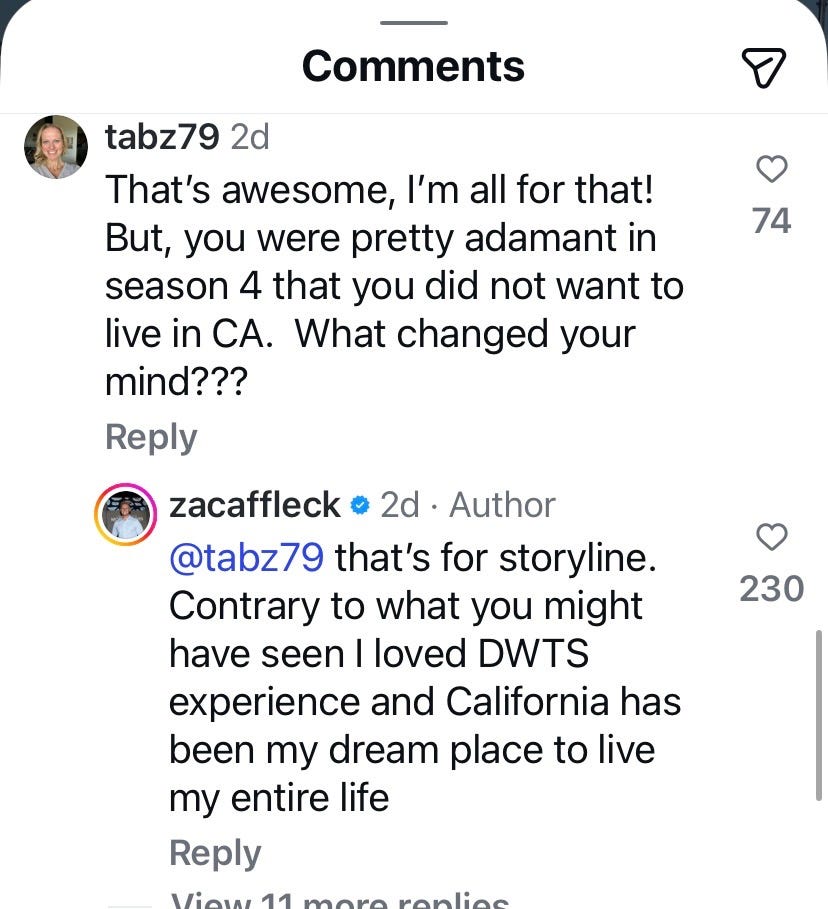 User comments in a social media thread discussing living in California. User comments in a social media thread discussing living in California.
