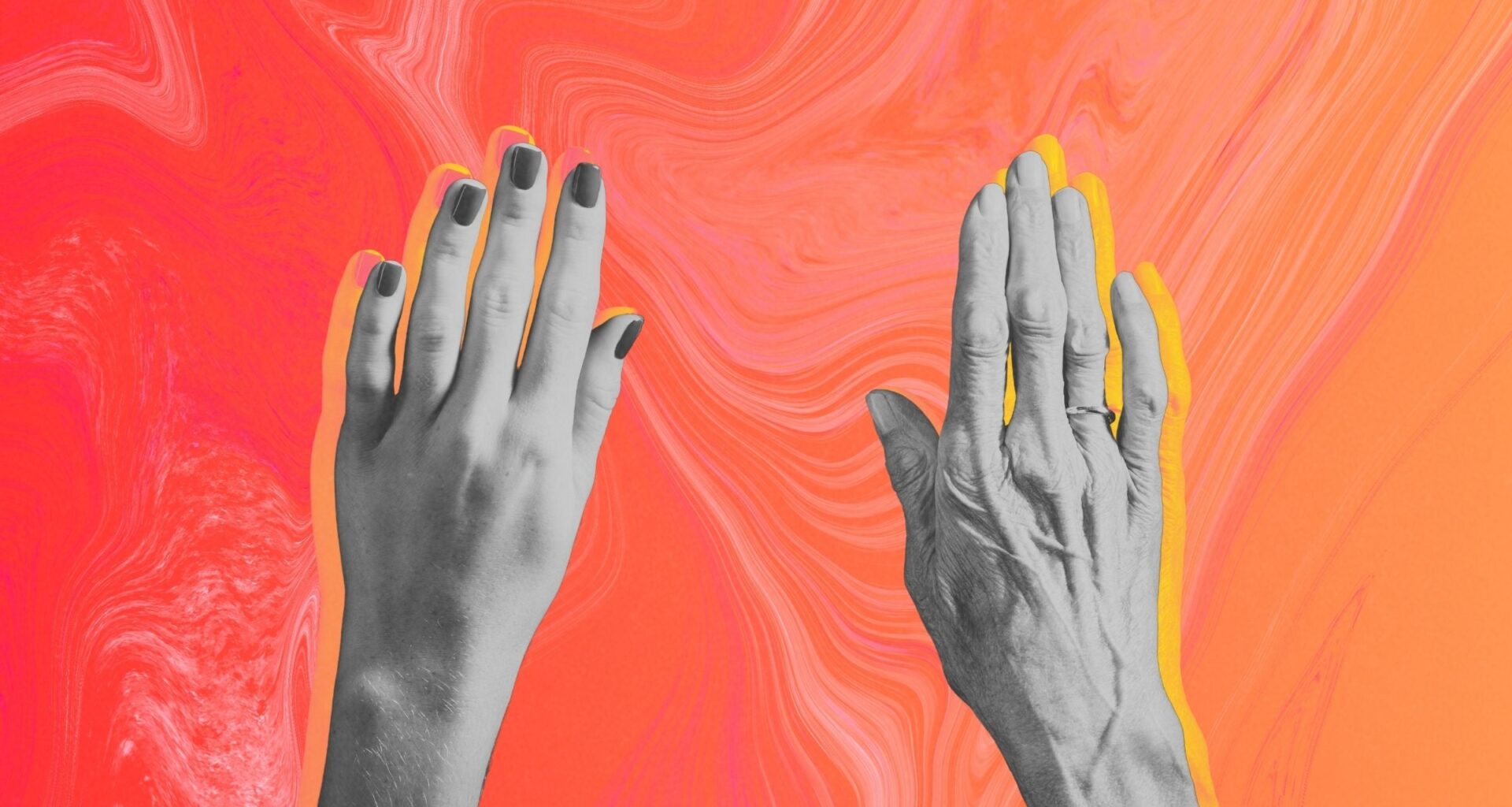 longevity hands, young hand, old hand