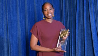 Elbagir with her RTS award. Pic: RTS/Richard Kendal