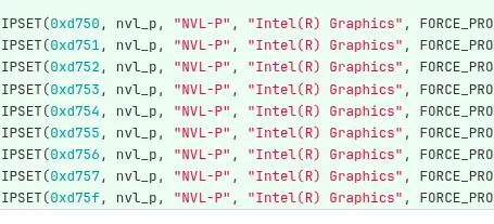 Mesa Nova Lake P device IDs