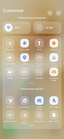 Quick settings - Vivo V70 review