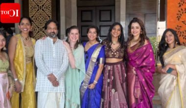 Trisha spotted with Parthiban’s daughter Keerthana at a wedding after the controversial 'Kundavai' remark | Tamil Movie News