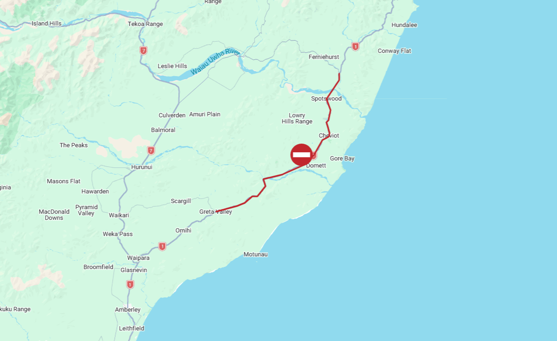 Crash closes major stretch of SH1 between Chch and Kaikōura