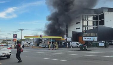 Crews attack fire near petrol station in Auckland's Ponsonby