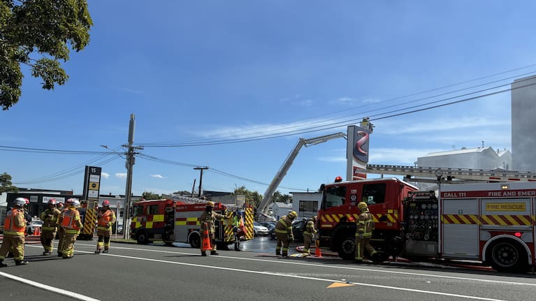 Crews attending a fire in Auckland's Ponsonby.