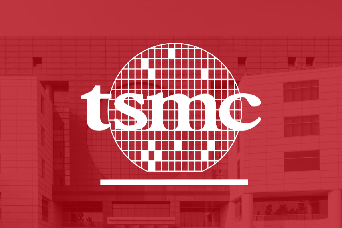 The "TSMC" laid on top of a red background.