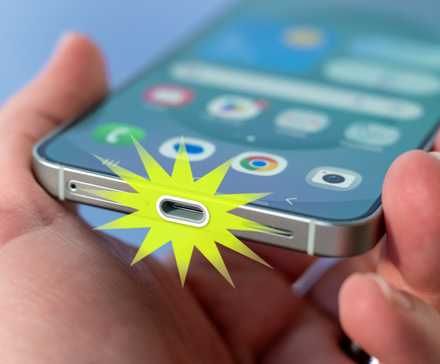 Galaxy S25 USB port.