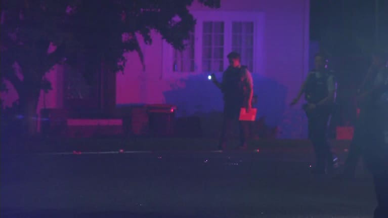 Police at the scene of the incident in Mt Albert. 