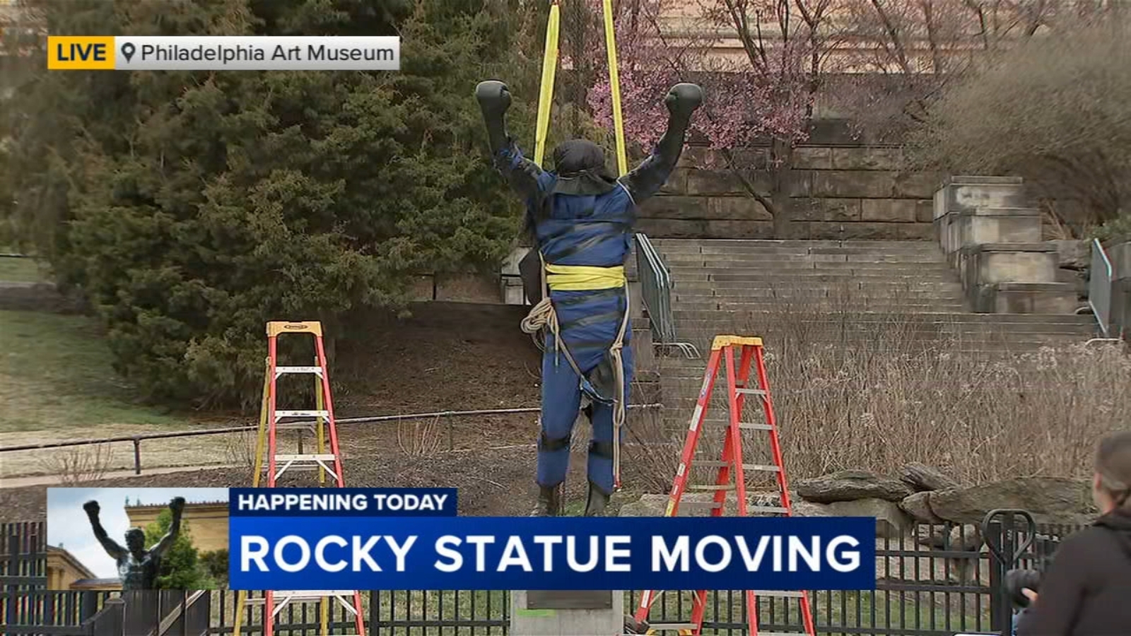 Iconic Rocky statue moving inside Philadelphia Museum of Art today ahead of new exhibit opening in April