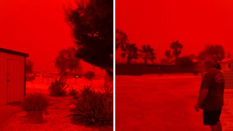 Sky turns blood-red in Western Australia’s Shark Bay before arrival of Cyclone Narelle – video