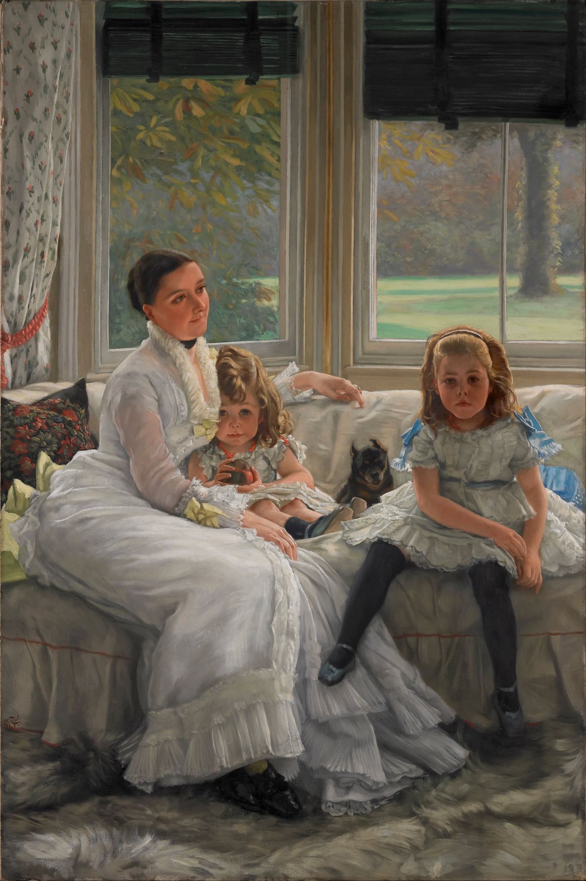 James Tissot, 'Portrait of Catherine Smith Gill and two of her children' (1877)