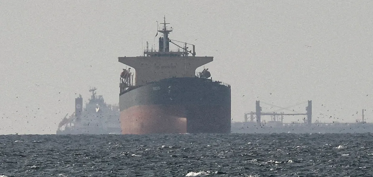 Cargo ships in the Gulf, near the Strait of Hormuz.