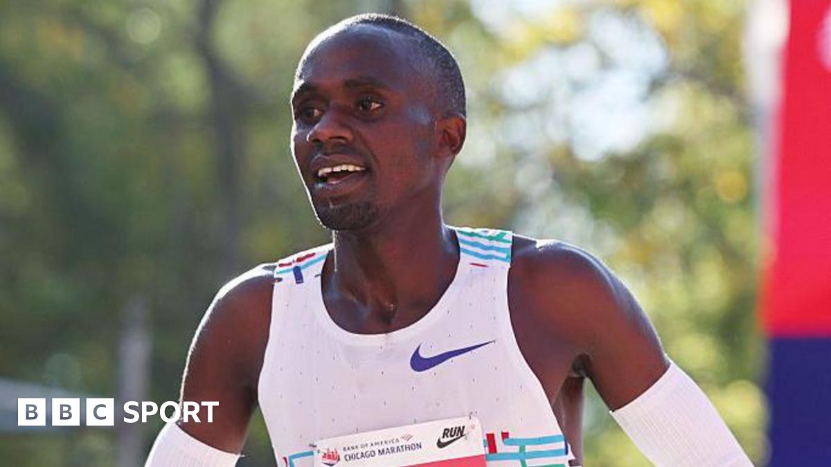 Jacob Kiplimo smiles after winning the Chicago Marathon in 2025