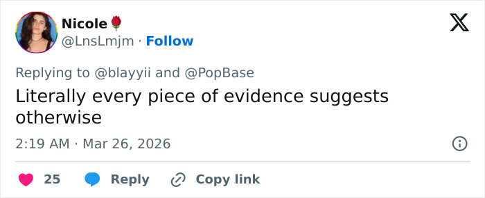 Screenshot of a Twitter reply discussing evidence, related to the security guard at the center of Chappell Roan’s debacle.