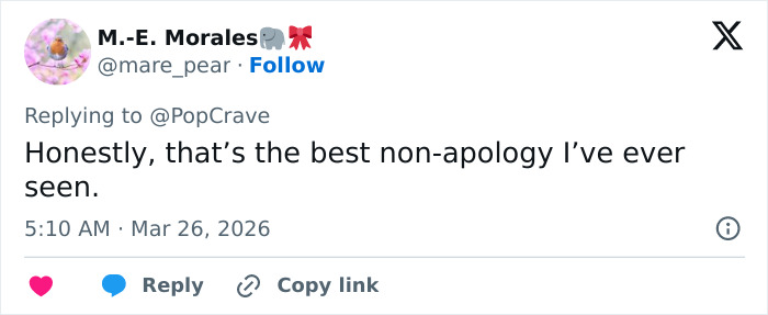 Tweet showing a user commenting on the security guard at the center of Chappell Roan's debacle with Jude Law's daughter.