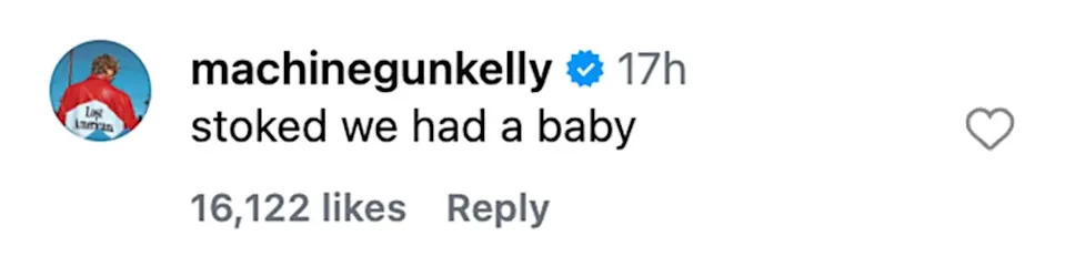 Machine Gun Kelly comments on Megan Fox Instagram