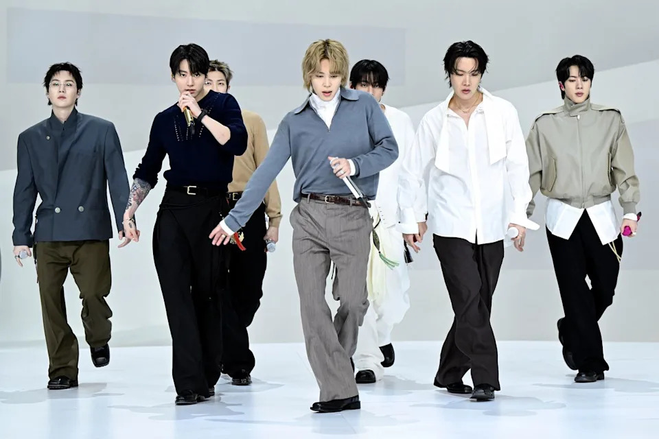 BTS seen performing on 'The Tonight Show Starring Jimmy Fallon' on WednesdayCredit: Todd Owyoung/NBC