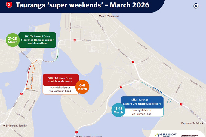 SunLive - SH2 Tauranga maintenance blitz to close key routes