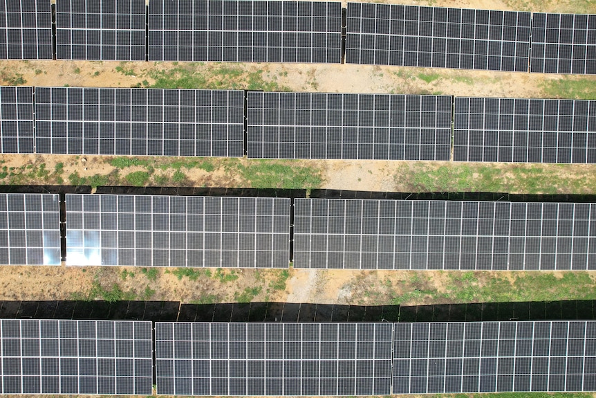 Aerial view of solar panels