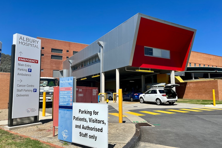 The entrance to a hospital