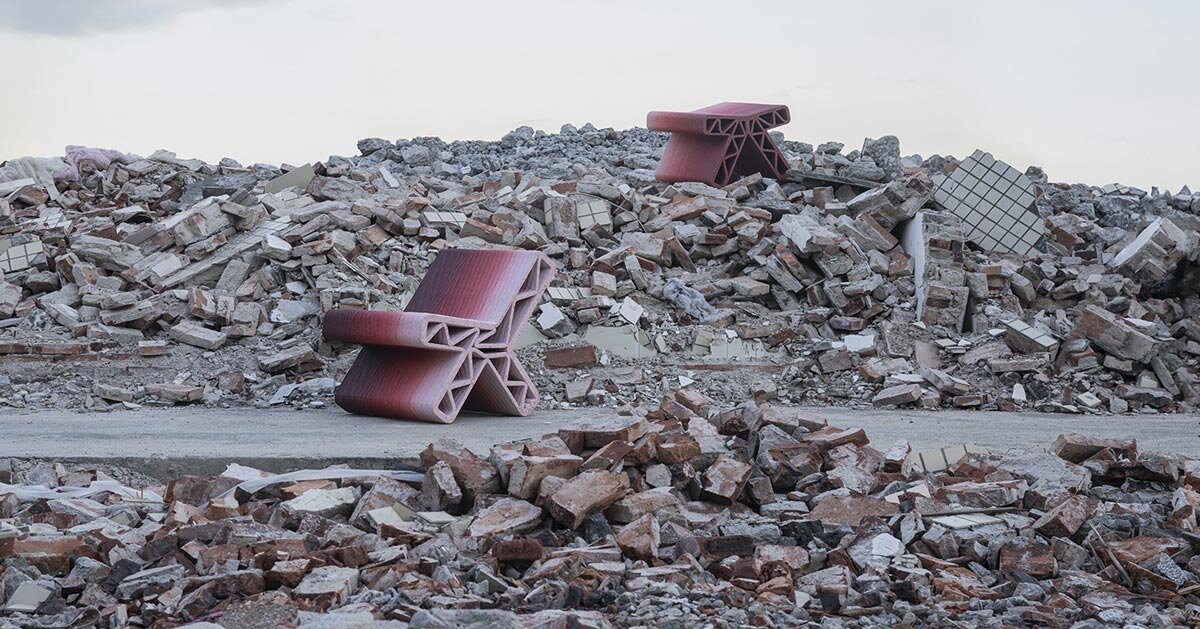 3D printed street furniture recycles concrete and brick waste