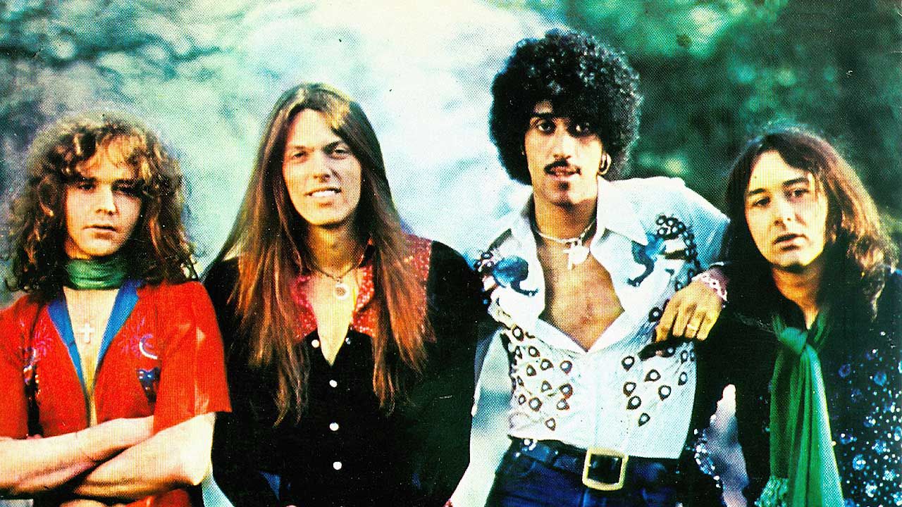 Thin Lizzy as they appeared on the cover of Jailbreak in 1976