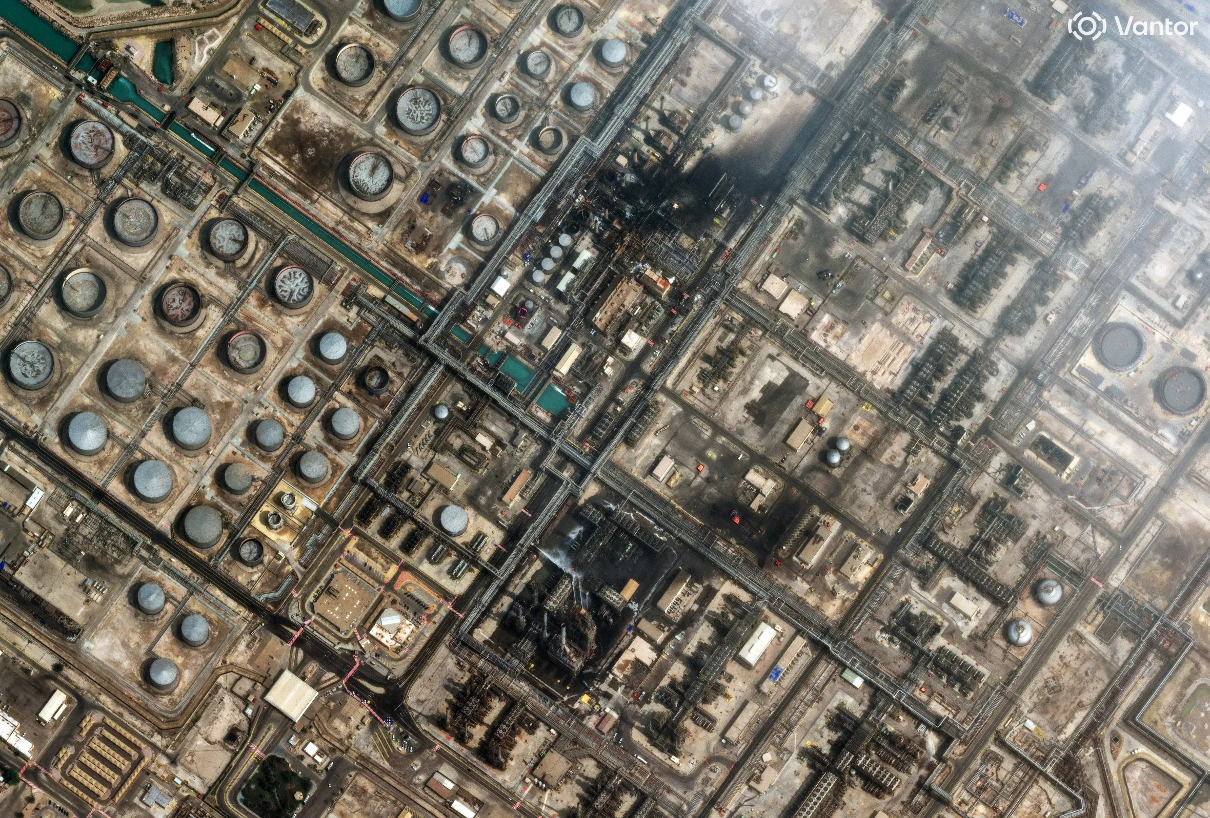 Satellite image showing damage at the Saudi Aramco's Ras Tanura refinery.