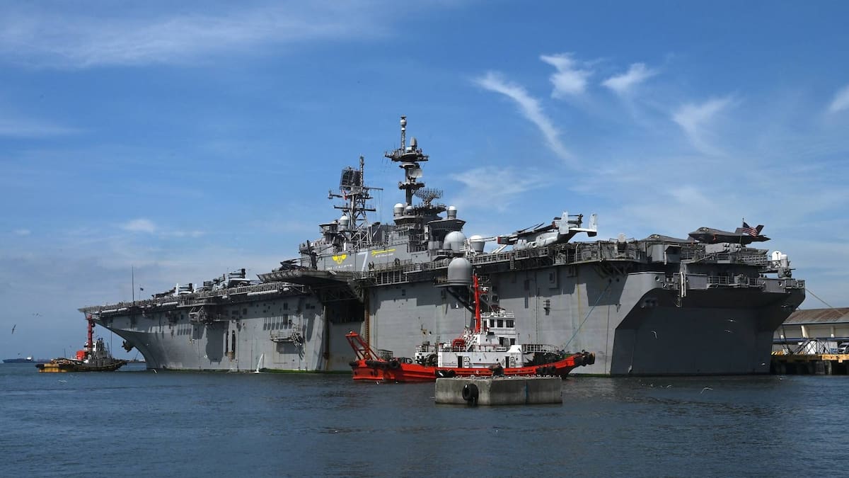 Assault ship arrives in Middle East as US weighs Iran ground troop deployment