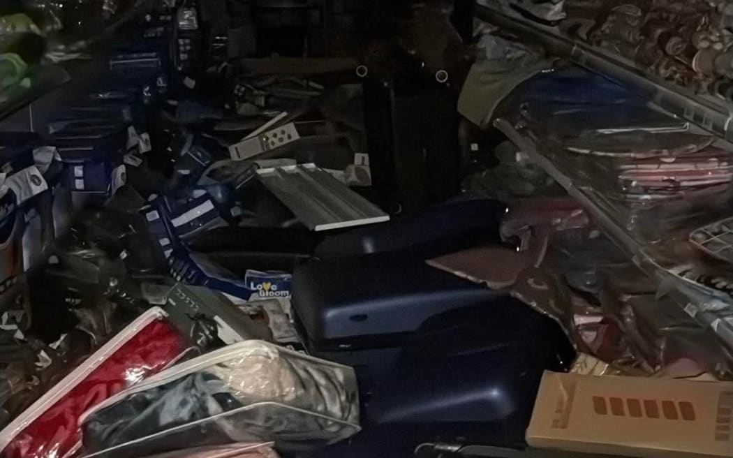 Items in a store in Santo fell of the shelves following the massive quake.