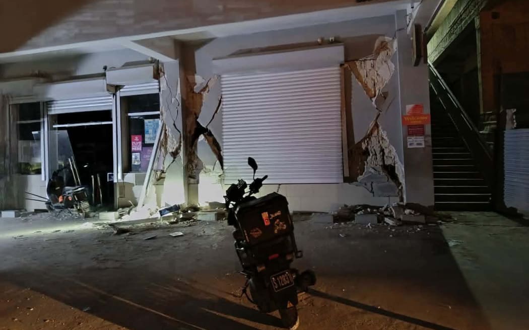 Damage at a store on Santo following 7.3 earthquake on Monday, 30 March 2026.
