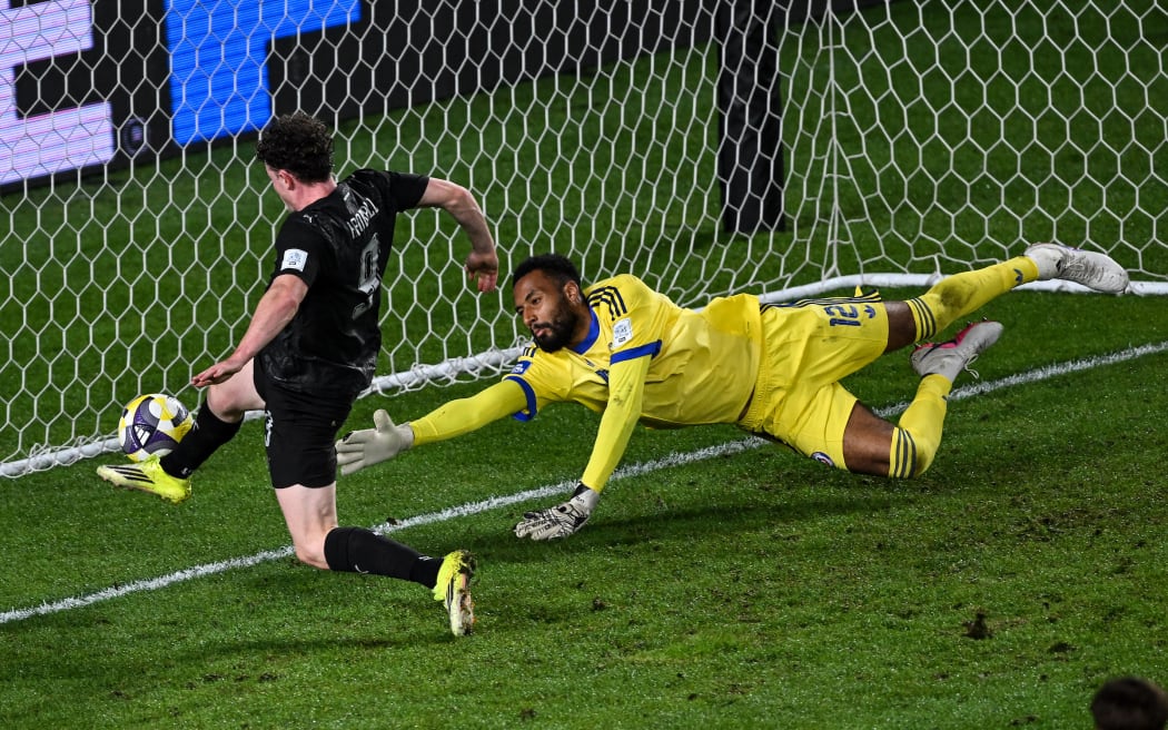 Jesse Randall of New Zealand scores a goal, New Zealand All Whites v Chile, FIFA series men’s international football match at Eden Park, Auckland, New Zealand on Monday 30 March 2026.
© Photo: Andrew Cornaga / Photosport