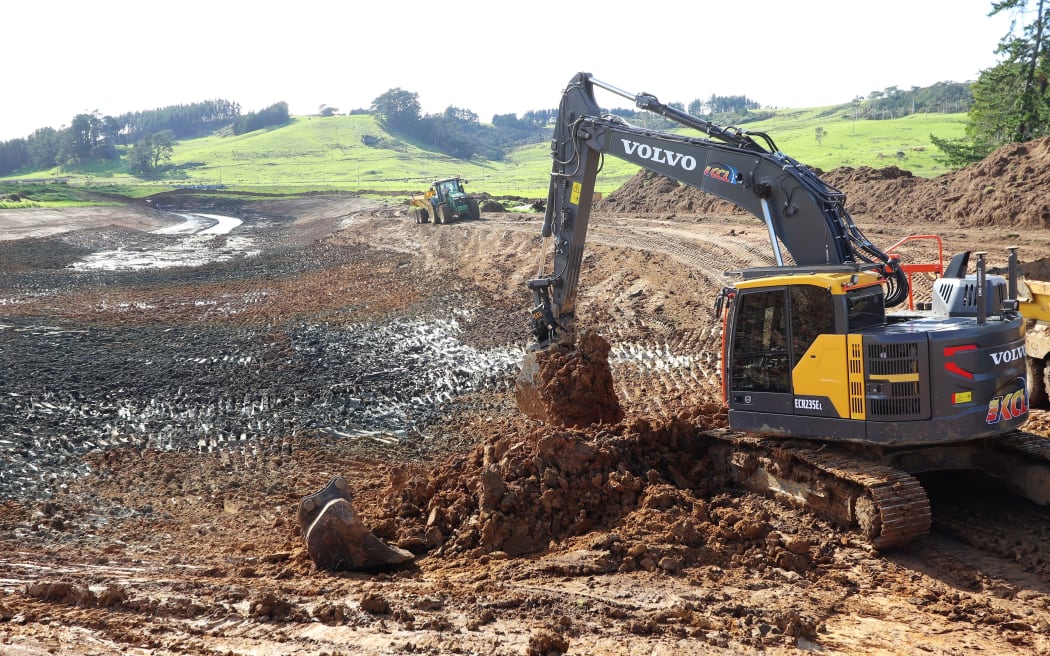 Upgrade work being carried out on the Awanui flood management scheme, in Northland.