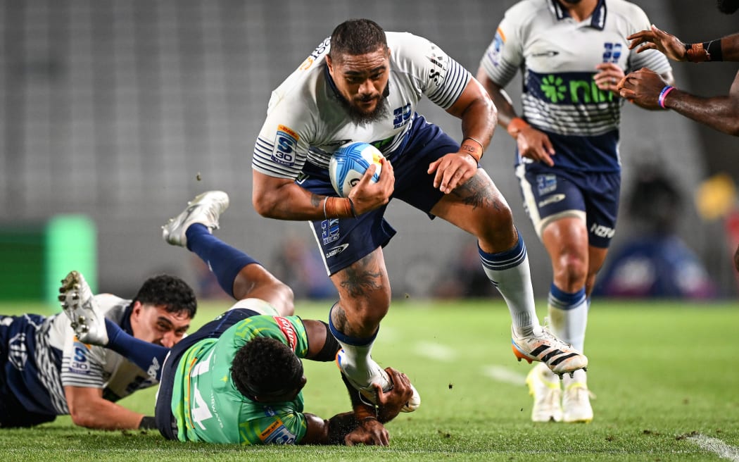 Ofa Tu'ungafasi of the Blues, Blues v Fijian Drua, round 7 of the 2026 Super Rugby Pacific rugby union competition at Eden Park.