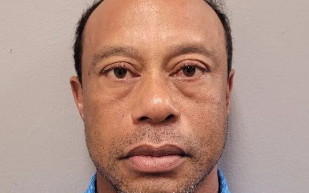 Tiger Woods' booking photo after he was arrested on suspicion of driving under the influence in Martin County, Florida.