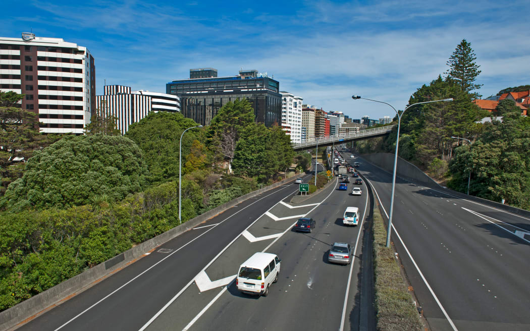 Wellington, New Zealand - March 3, 2016: View of Wellington Urban Motorway